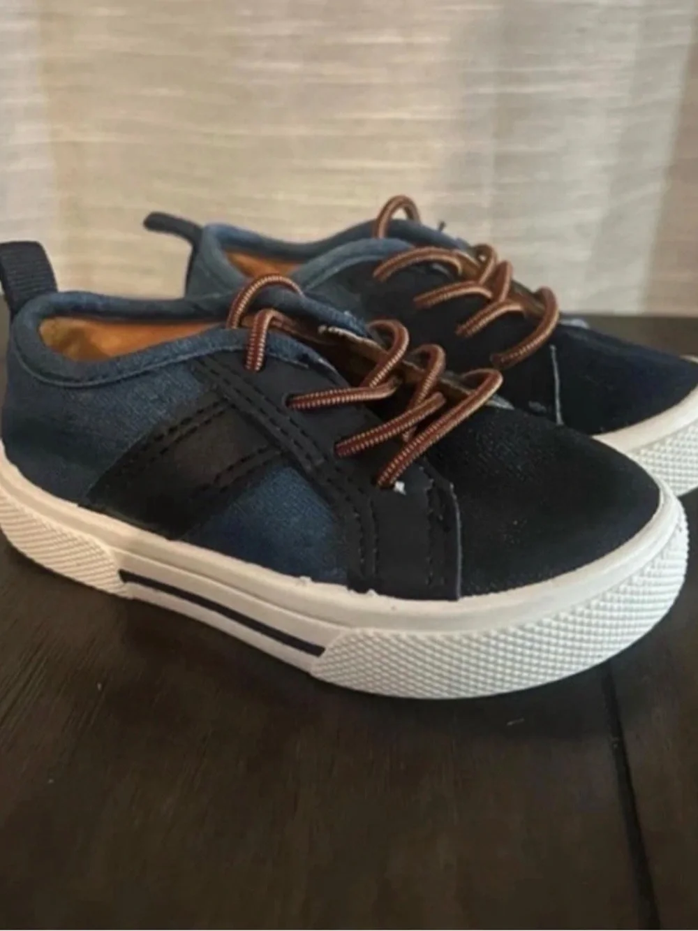 Carter's Navy and Black Kids Canvas Sneakers with Brown Laces